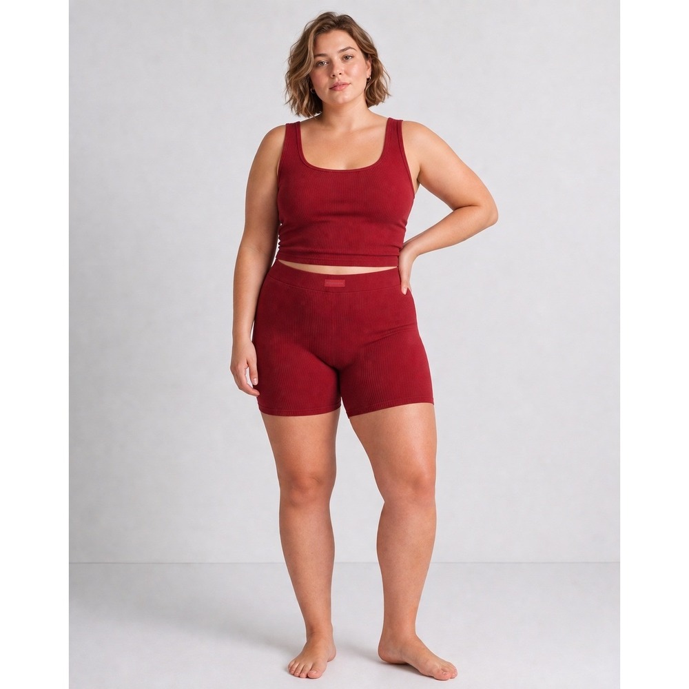 SKIMS Cotton Rib Boxer Shorts Brick Womens‎ 4X